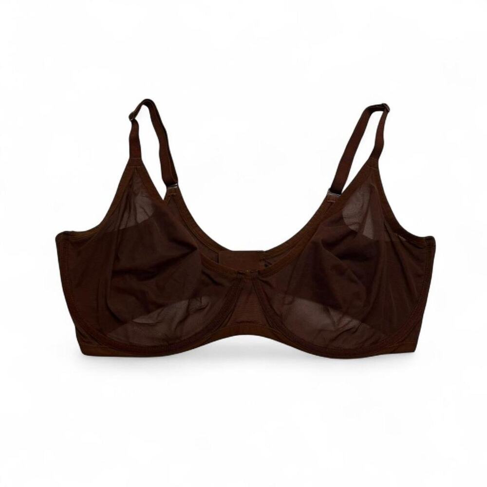 Skims Kim K Ultra Fine Mesh Scoop Unlined Under wire chocolate brown size 44 H